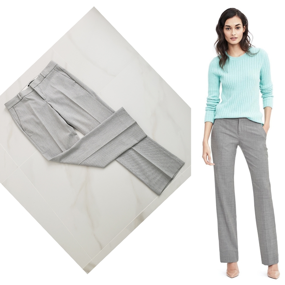 Banana Republic Gray Tailored Straight-Leg Trousers